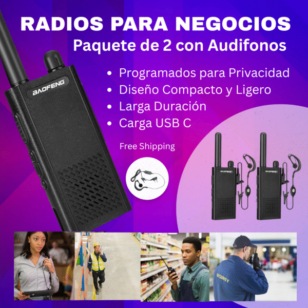 Set (2) Radios Profesionales Comunicacion Para Negocios, Tiendas, Restaurantes - Programados - Imagen 2