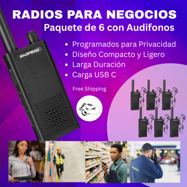 Set (6) Radios Profesionales Comunicacion Para Negocios, Tiendas, Restaurantes - Programados - Imagen 2