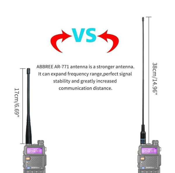 Antena AR-771 de 14.96 pulgadas SMA-Hembra para Radioaficionados – Antena Flexible de Alta Ganancia de Doble Banda VHF/UHF compatible con Baofeng - Imagen 2