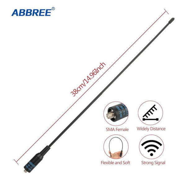 Antena AR-771 de 14.96 pulgadas SMA-Hembra para Radioaficionados – Antena Flexible de Alta Ganancia de Doble Banda VHF/UHF compatible con Baofeng - Imagen 4