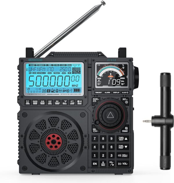 Radio de Onda Corta Raddy RF919 con Banda Meteorológica NOAA – Receptor de Banda Completa FM, AM, SW, VHF, UHF, Aérea, CB, WB y SSB