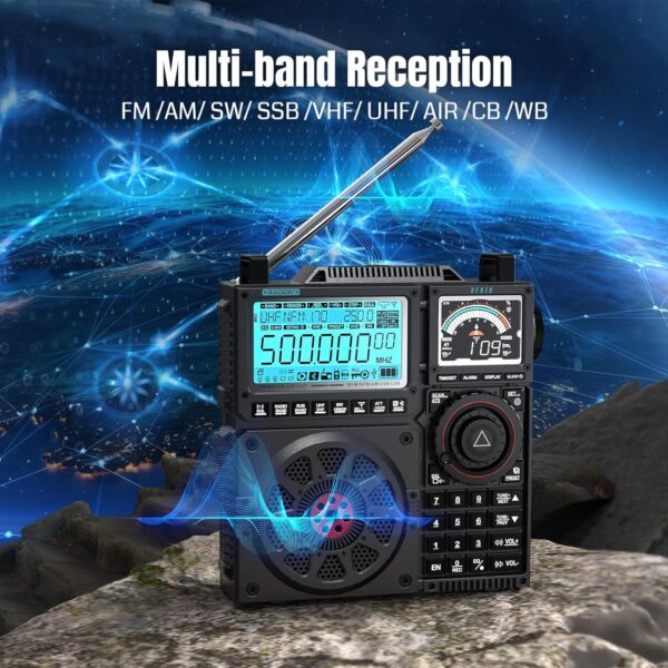 Radio de Onda Corta Raddy RF919 con Banda Meteorológica NOAA – Receptor de Banda Completa FM, AM, SW, VHF, UHF, Aérea, CB, WB y SSB - Imagen 2